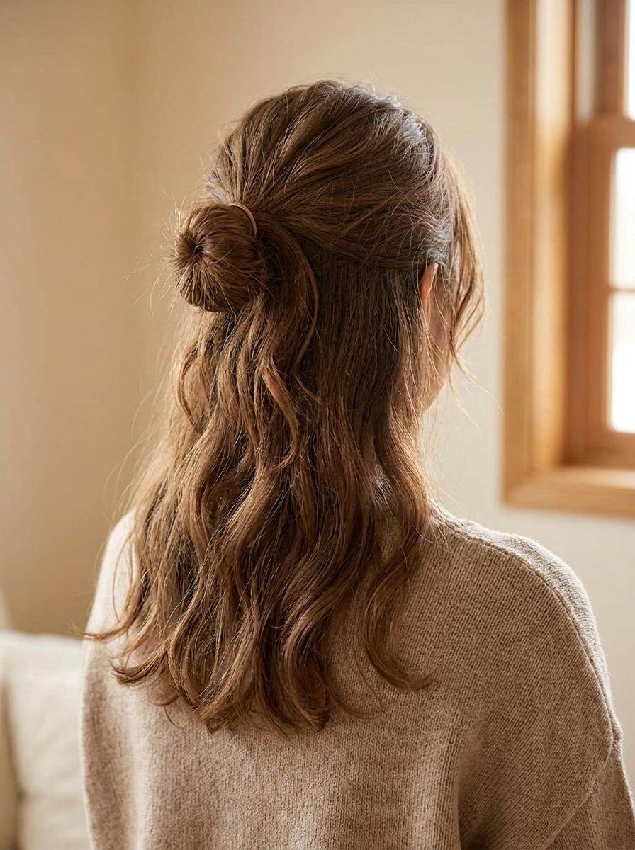 Half-up Bun - einfache Frisur für lange Haare